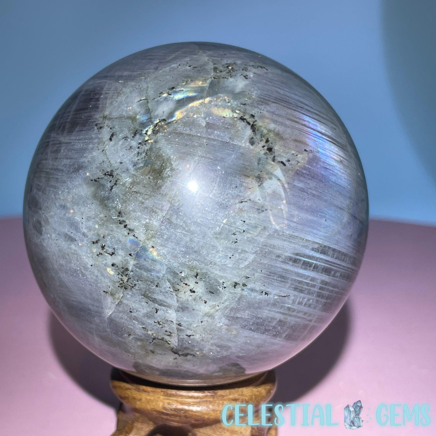 Purple Labradorite Large Sphere (Video)