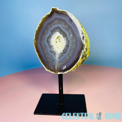 Druzy Agate Geode Half on Metal Stand