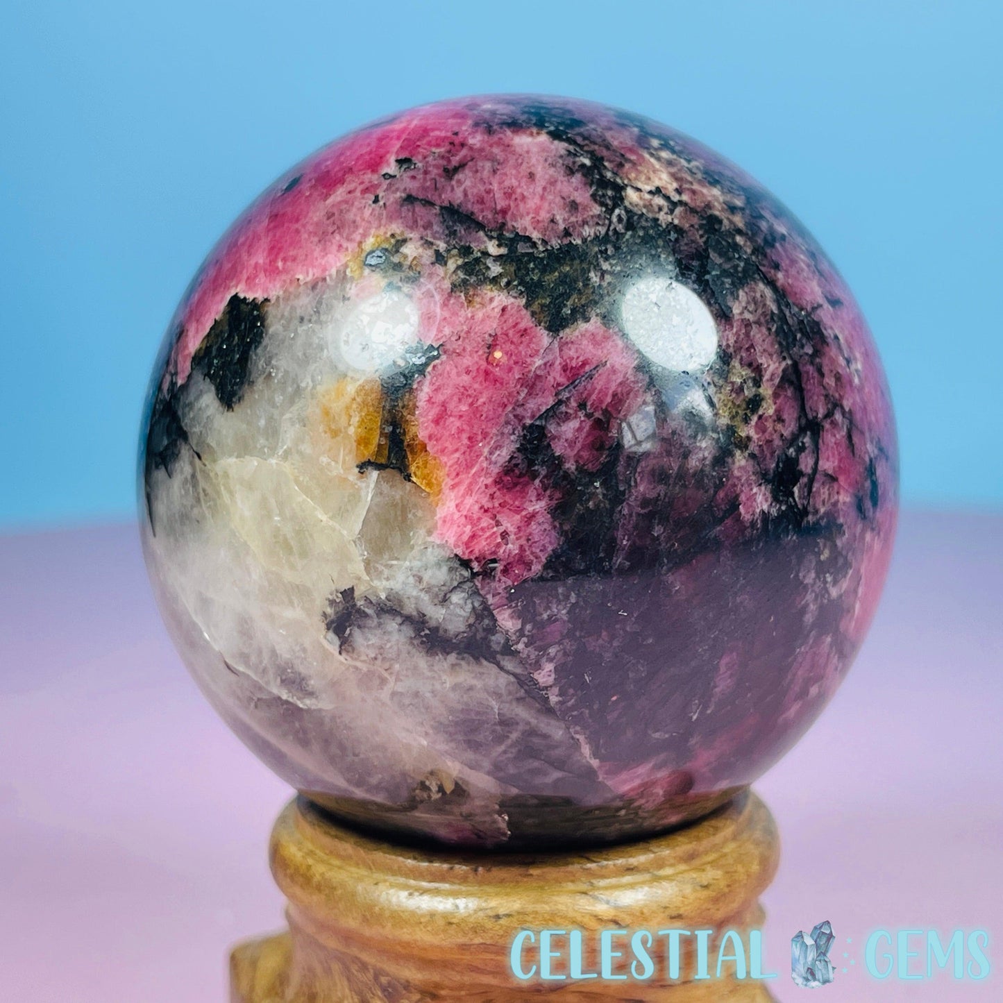 High Grade Rhodonite + Quartz Medium Sphere