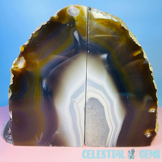 Natural Agate Large Pair of Bookends