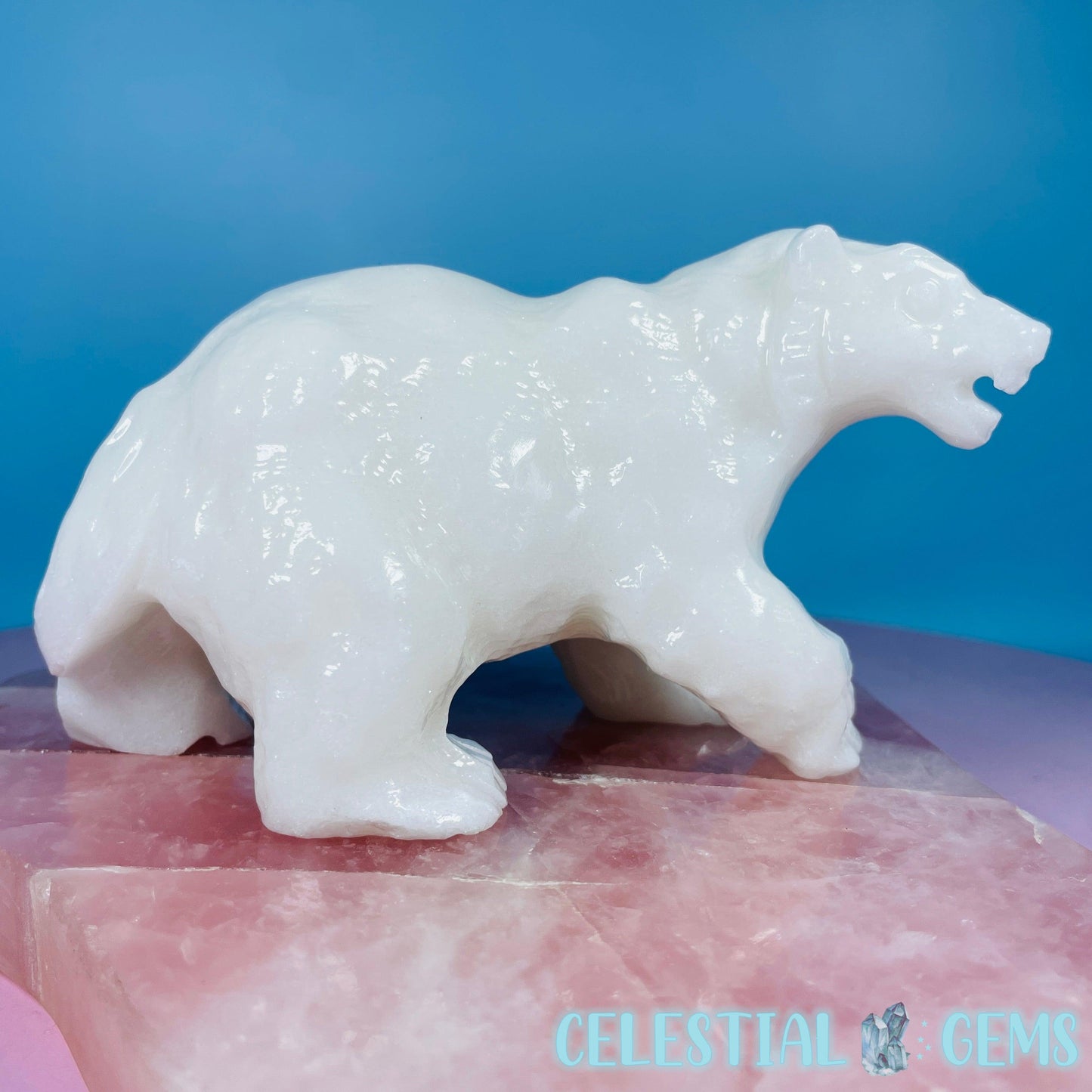 White Jade Polar Bear Medium Carving