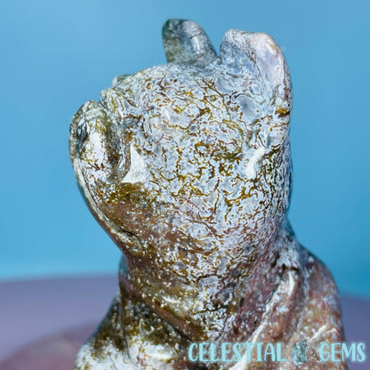 Red Moss Agate Bulldog Medium Carving