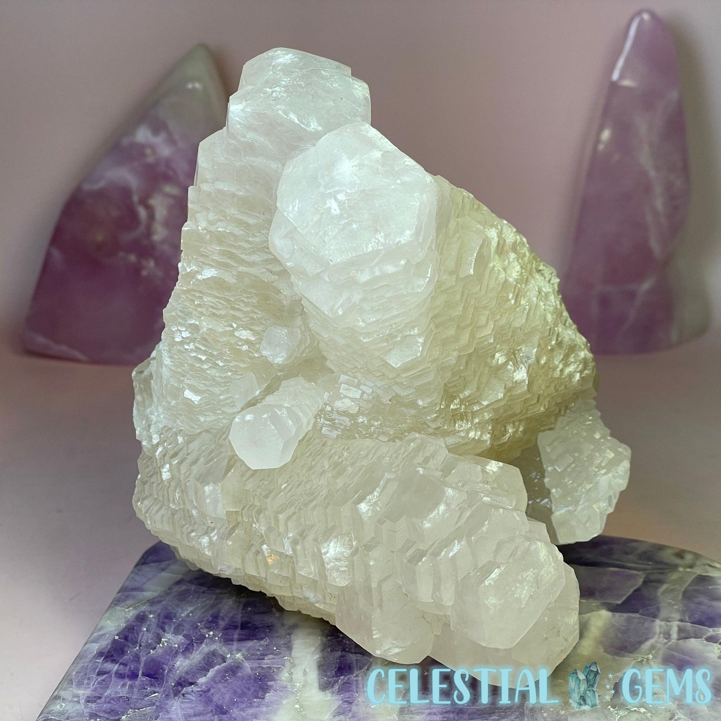 Mangano Calcite Stepped Medium Cluster Specimen D (UV Glow!)