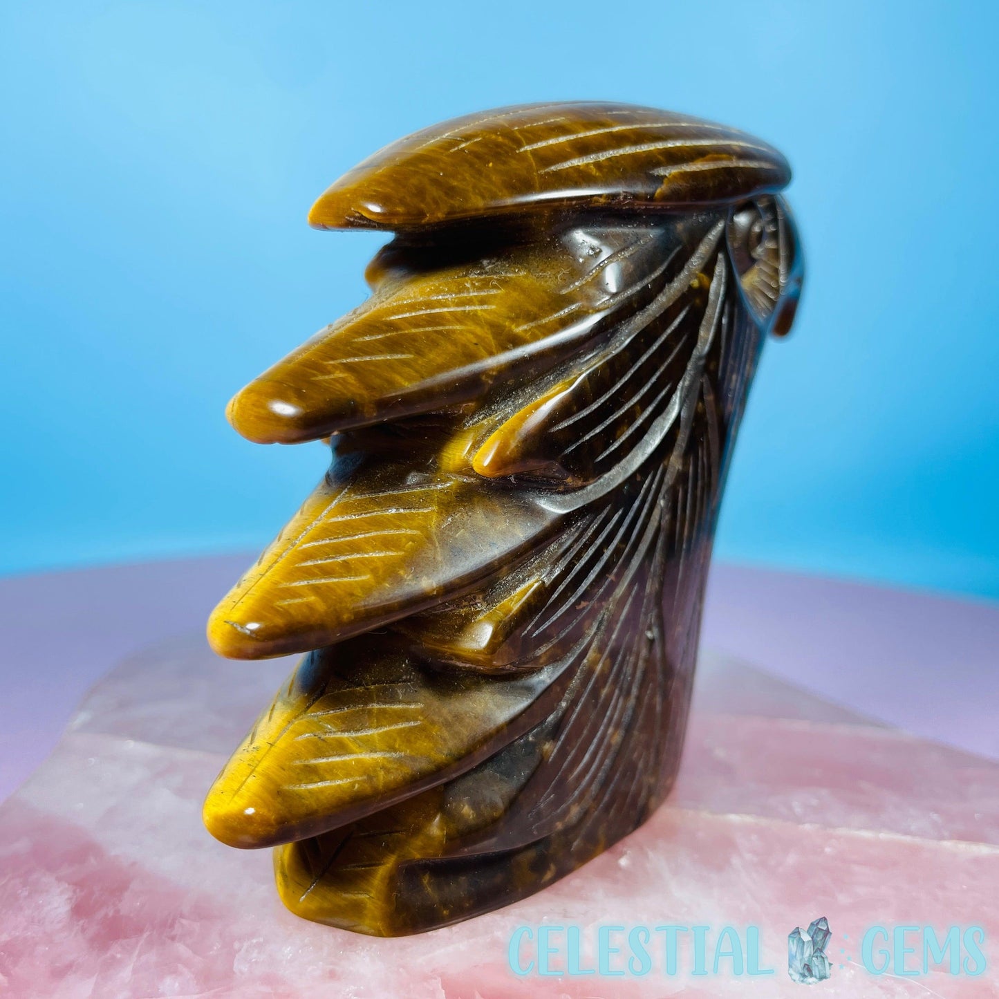 Tigers Eye Eagle Bird Medium Carving (Video)