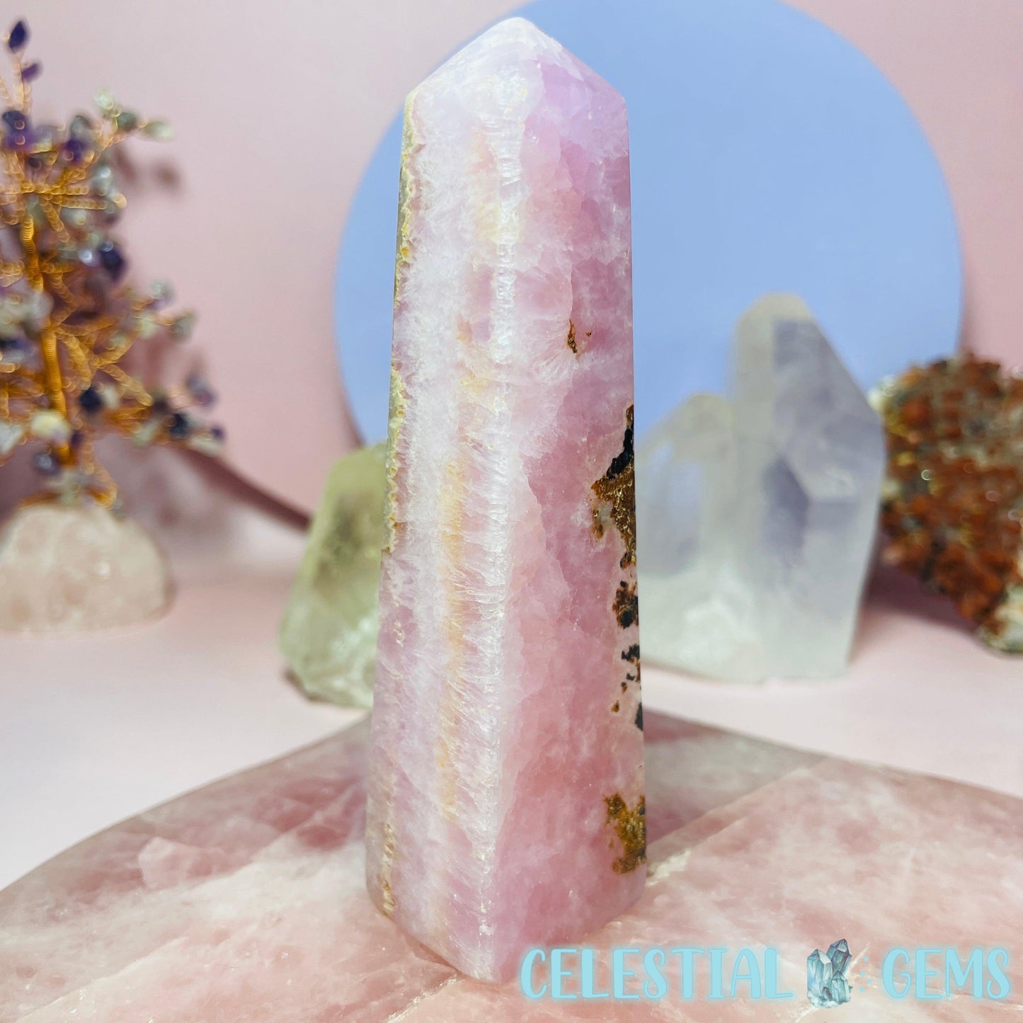 Pink Aragonite Small-Medium Obelisk Tower