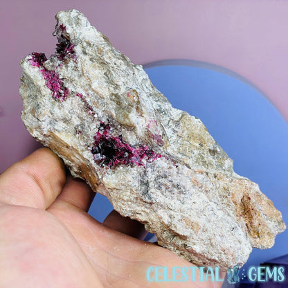 EXTREMELY RARE Bou Azzer Roselite + Calcite on Matrix Large Specimen (Multiple Pockets)