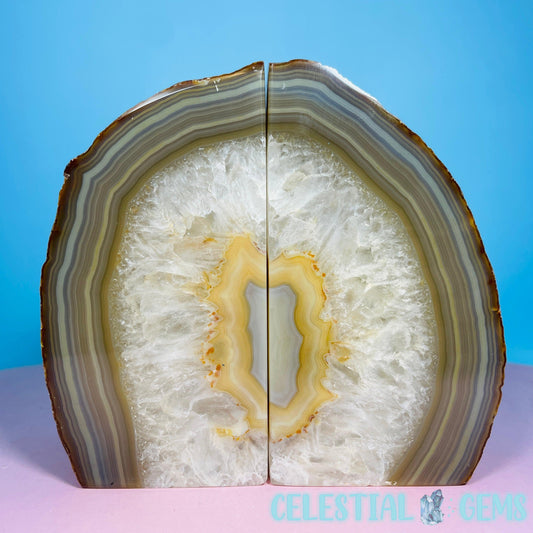 Natural Agate Medium Pair of Bookends