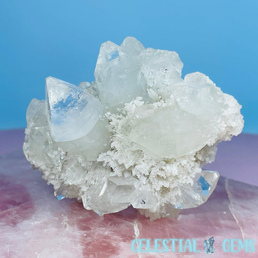 A Grade Diamond Apophyllite + White Chalcedony Small Cluster