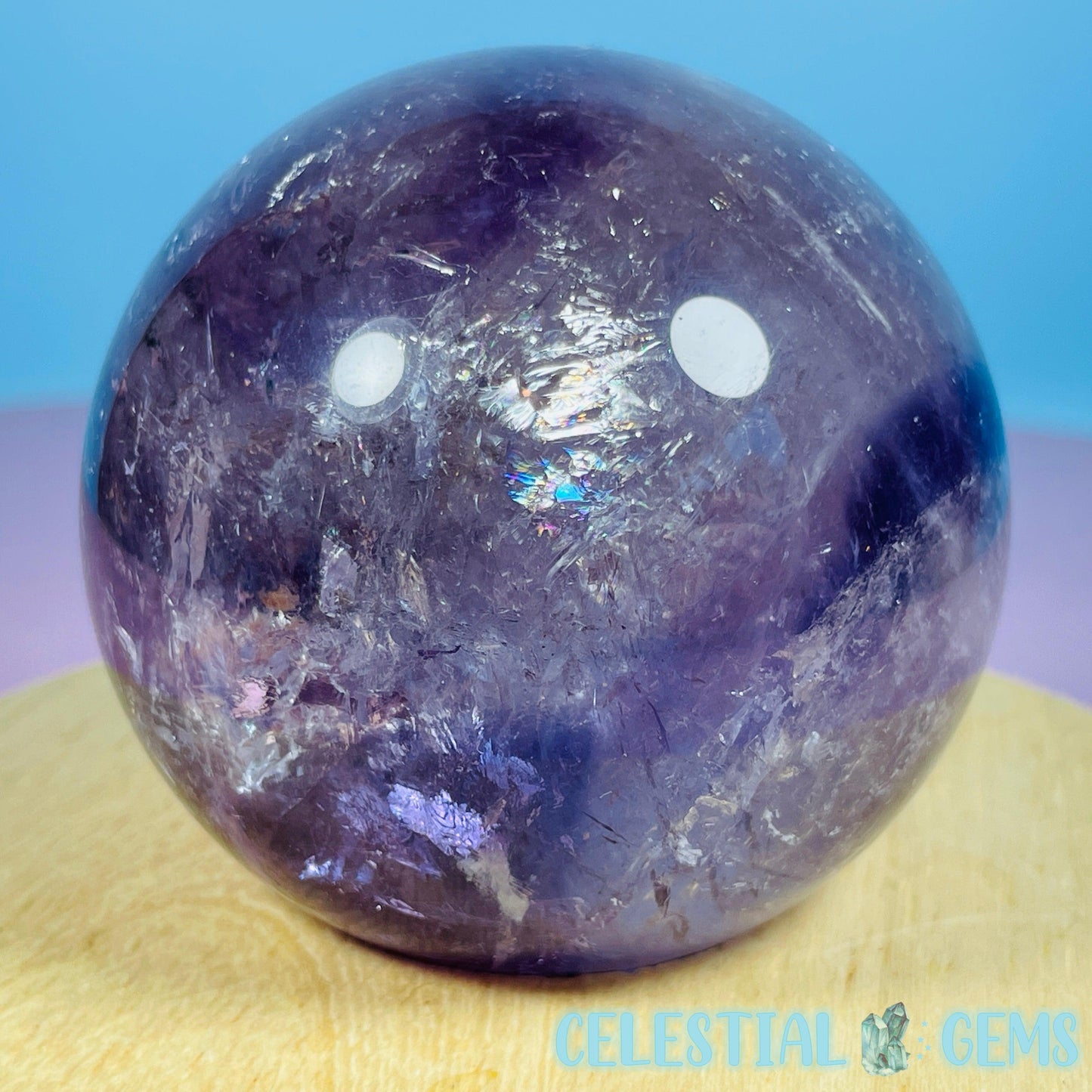 High Grade 'Trapiche' Phantom Amethyst Medium Sphere (Video)