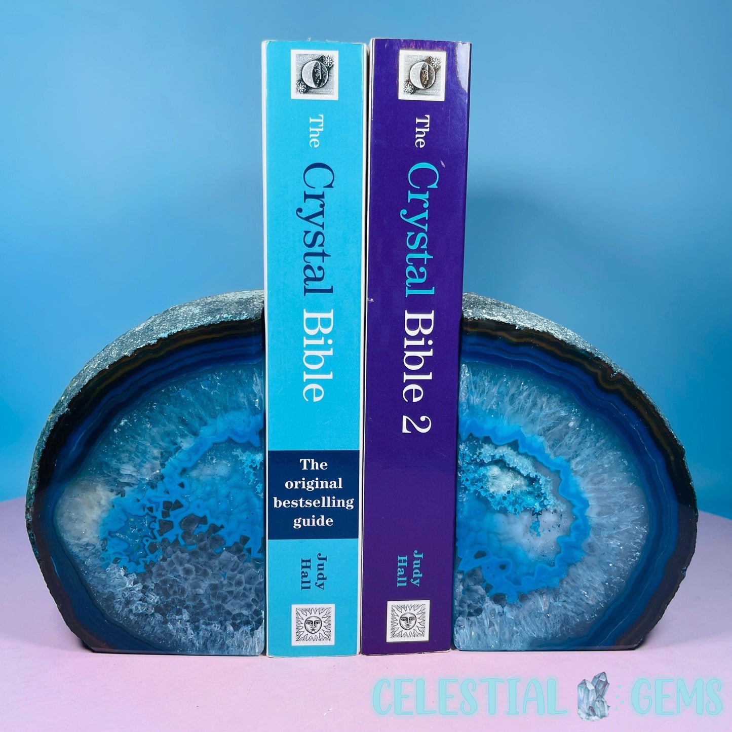 Teal Dyed Agate Large Pair of Bookends