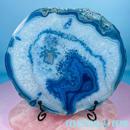 Blue Dyed Agate Large Polished Slice