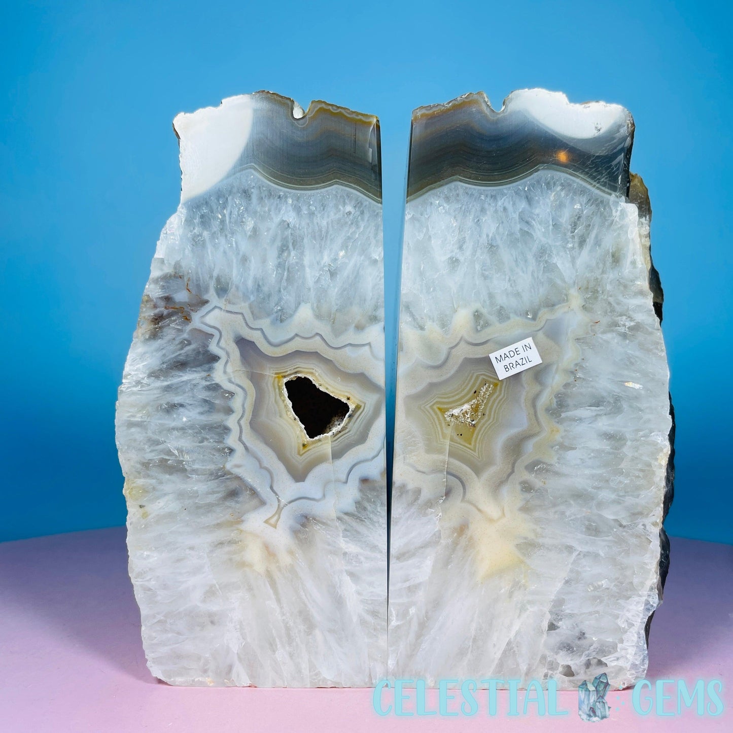 Natural Agate Large Pair of Bookends