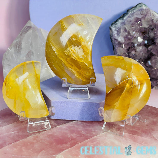 Golden Healer Quartz Moon Medium Carving