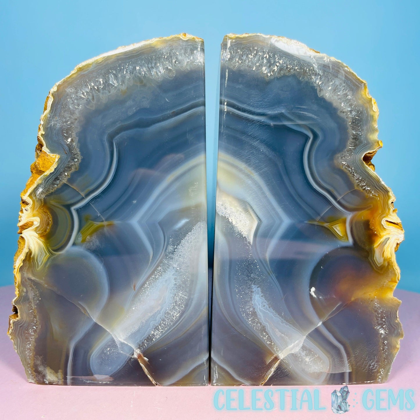 Natural Agate Medium Pair of Bookends