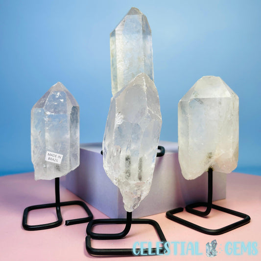 Clear Quartz Point on Metal Base