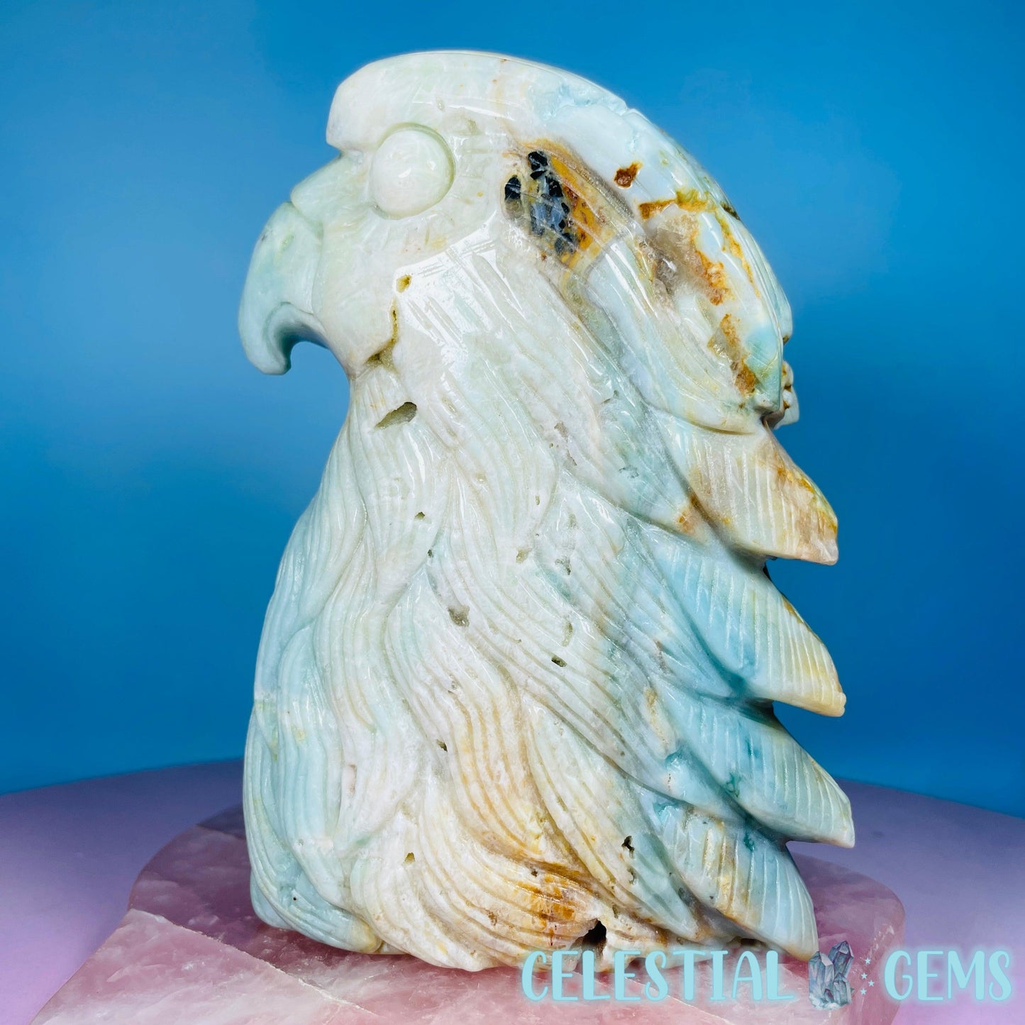 Caribbean Calcite Eagle Head Large Carving