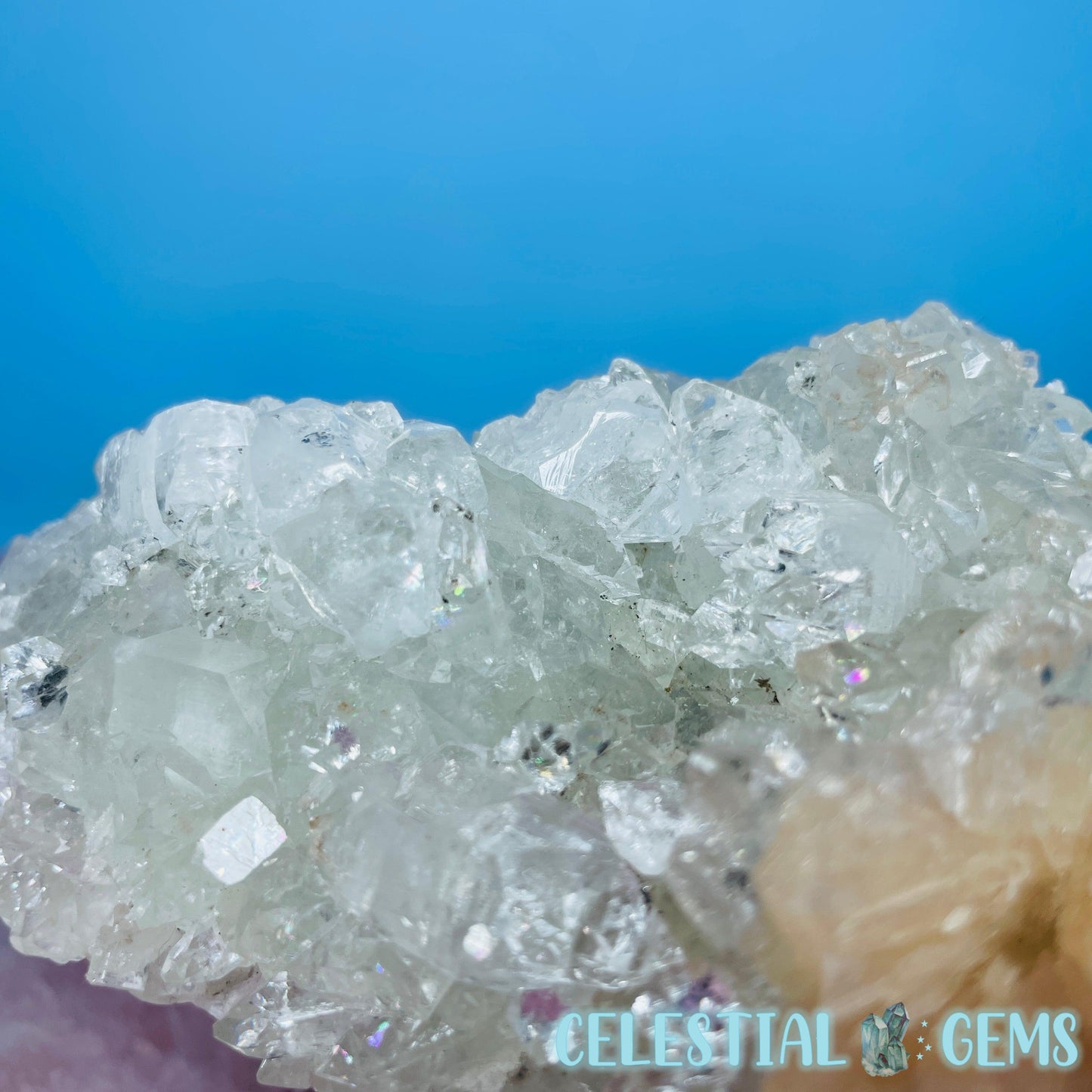 A Grade Diamond Apophyllite + Peach Stilbite Medium Cluster