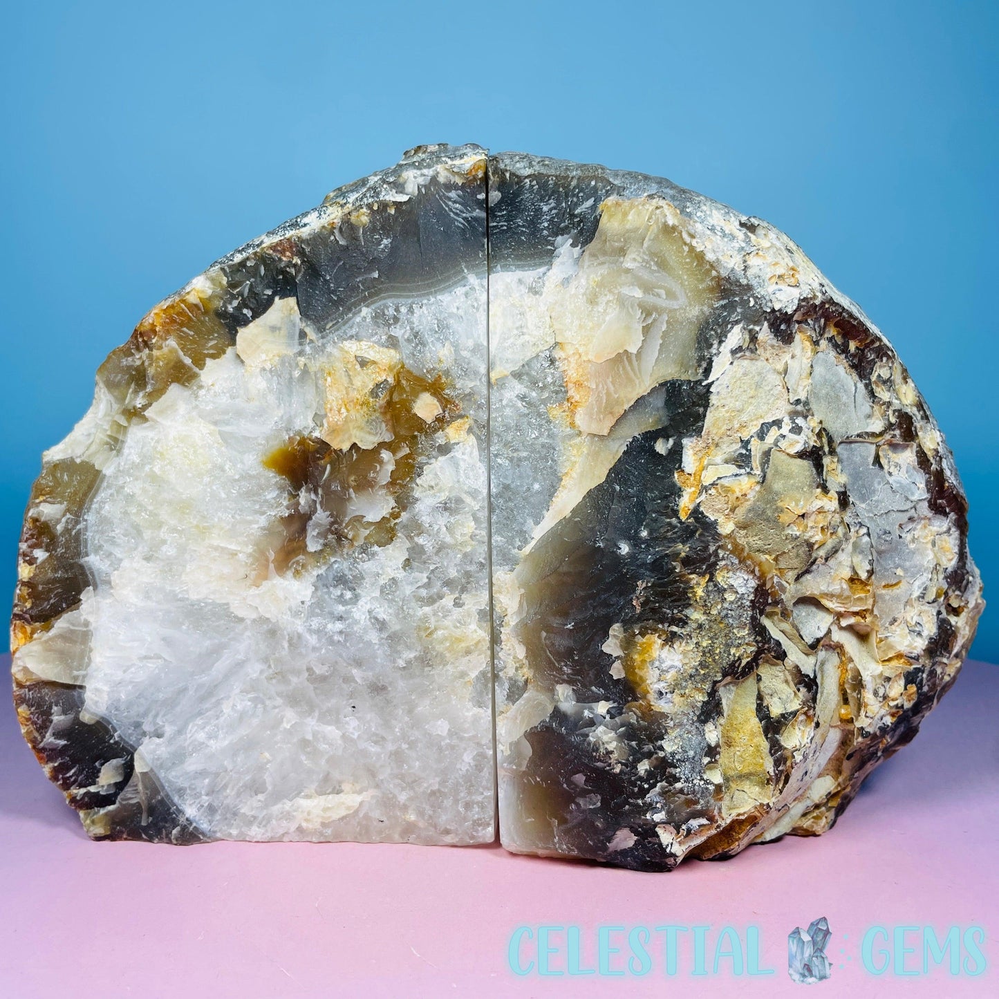 Natural Agate Large Pair of Bookends