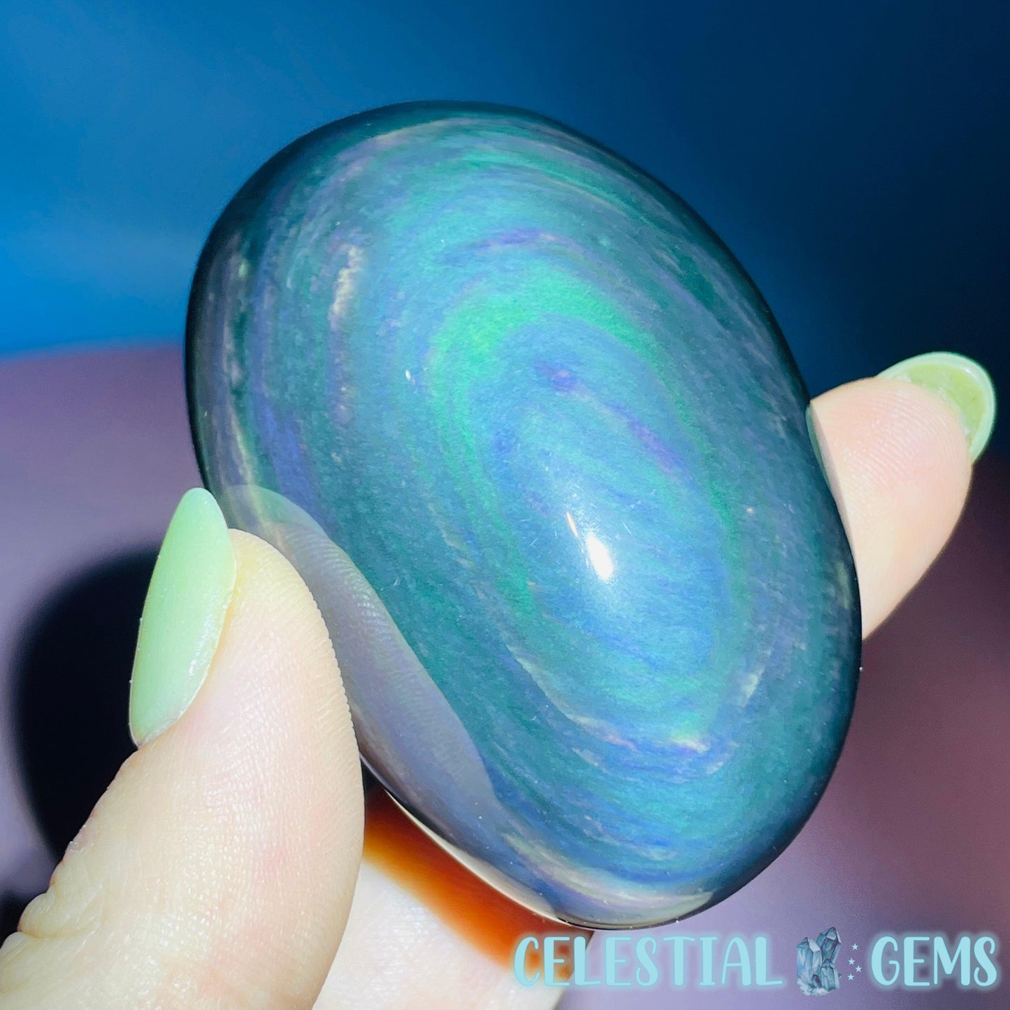 Rainbow Obsidian Palmstone (Video)