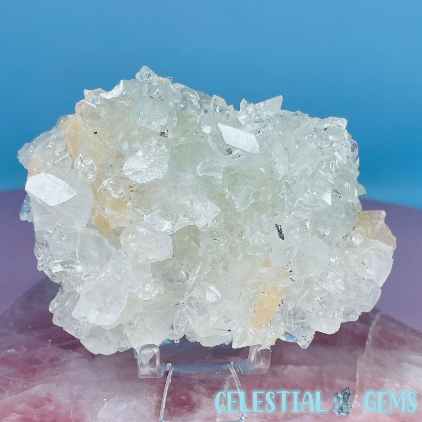 A Grade Diamond Apophyllite + Peach Stilbite Medium Cluster