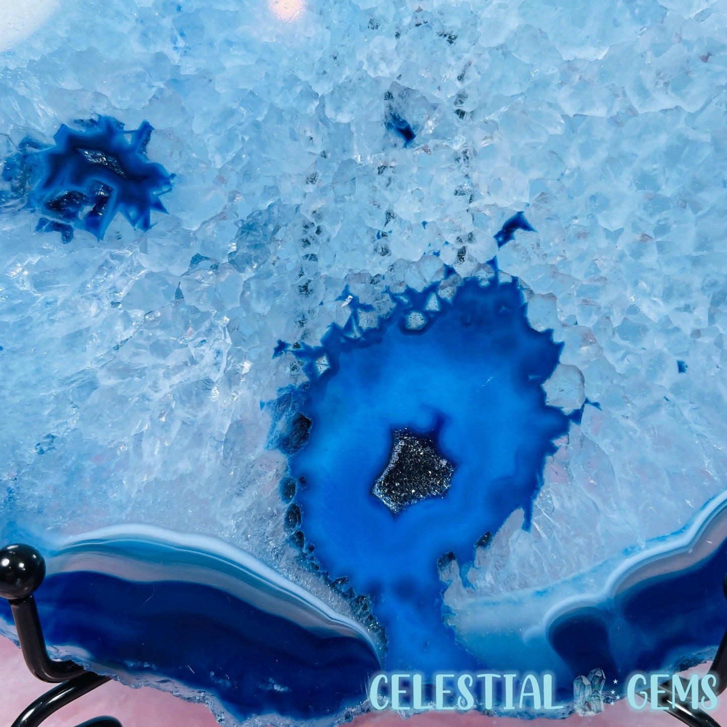 Blue Dyed Agate Large Polished Slice