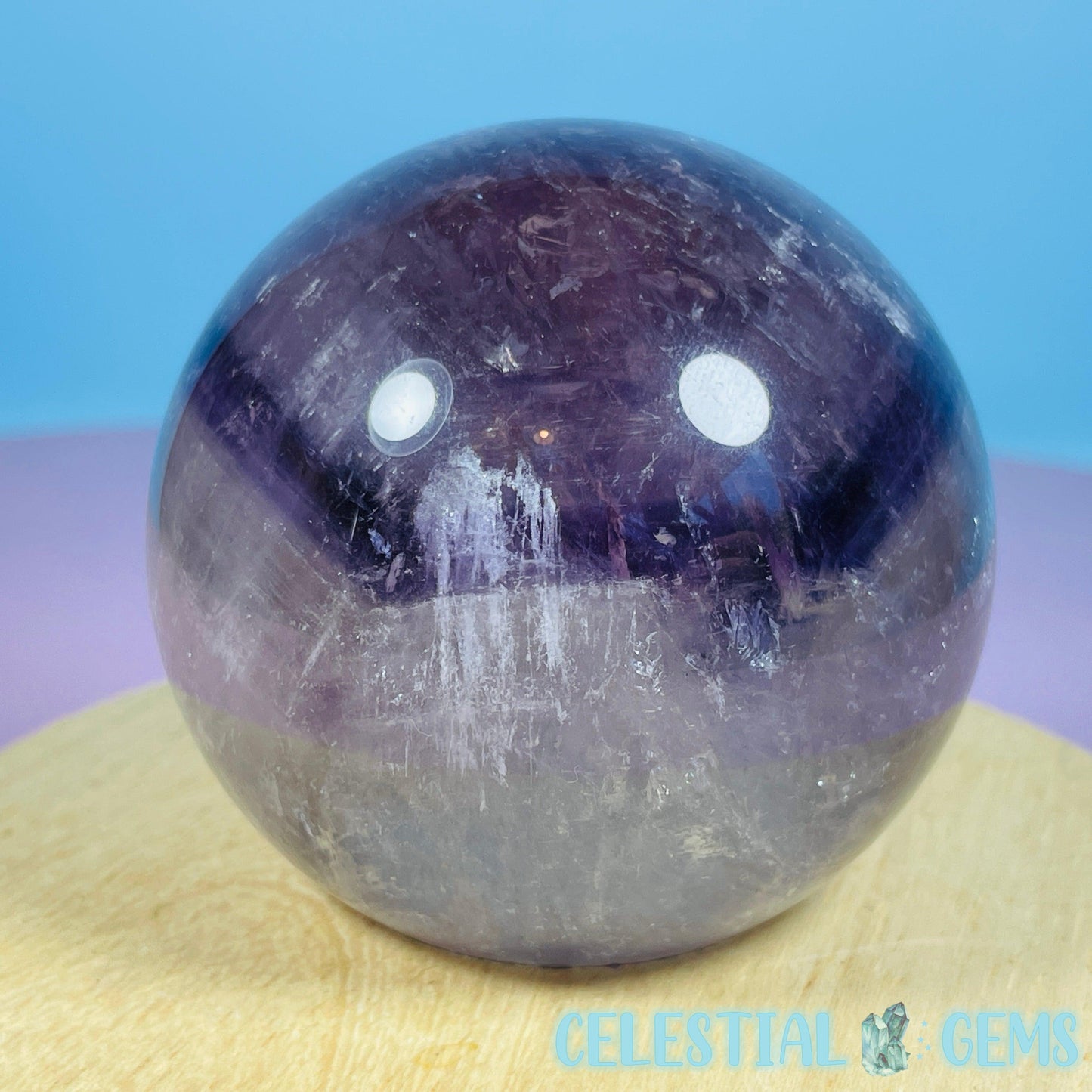 High Grade 'Trapiche' Phantom Amethyst Medium Sphere (Video)