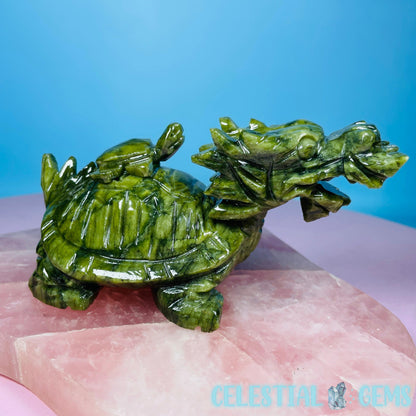 Green Jade 'Pixiu' Dragon Turtle Medium Carving