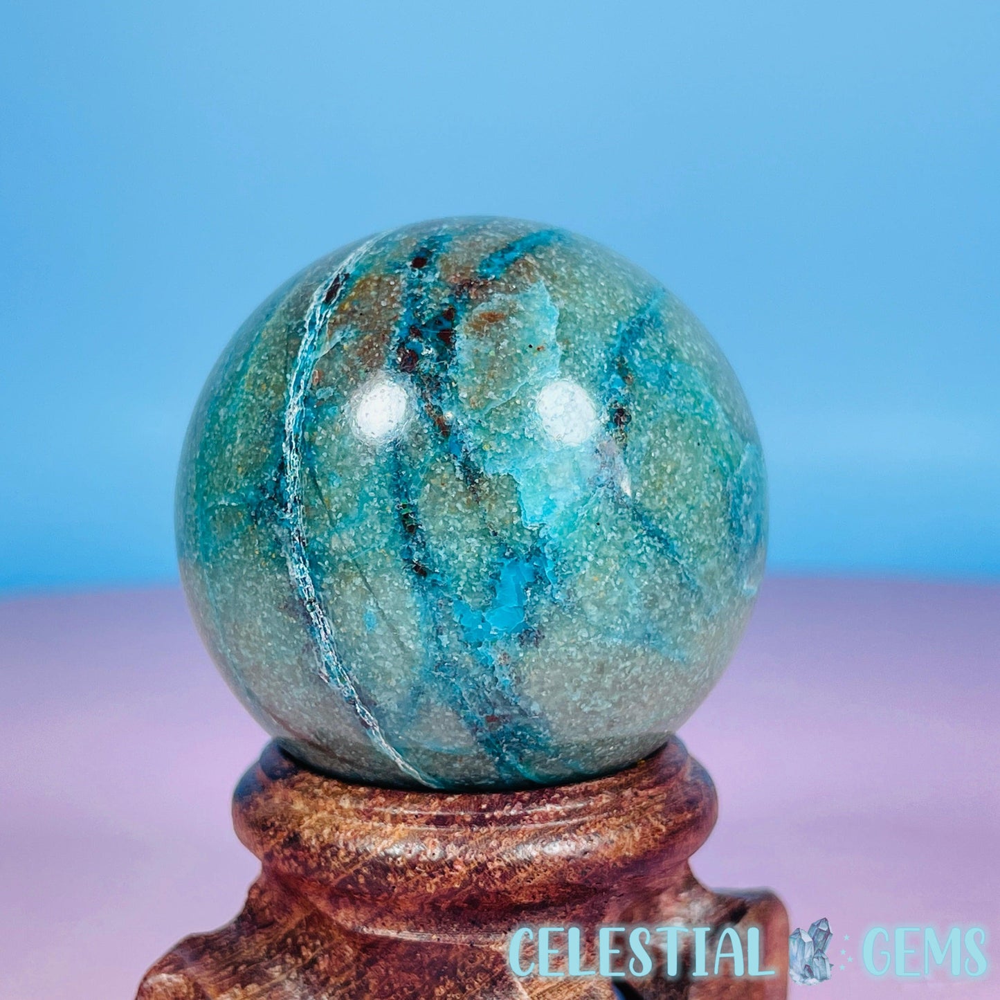 Chrysocolla + Shattuckite Medium Sphere