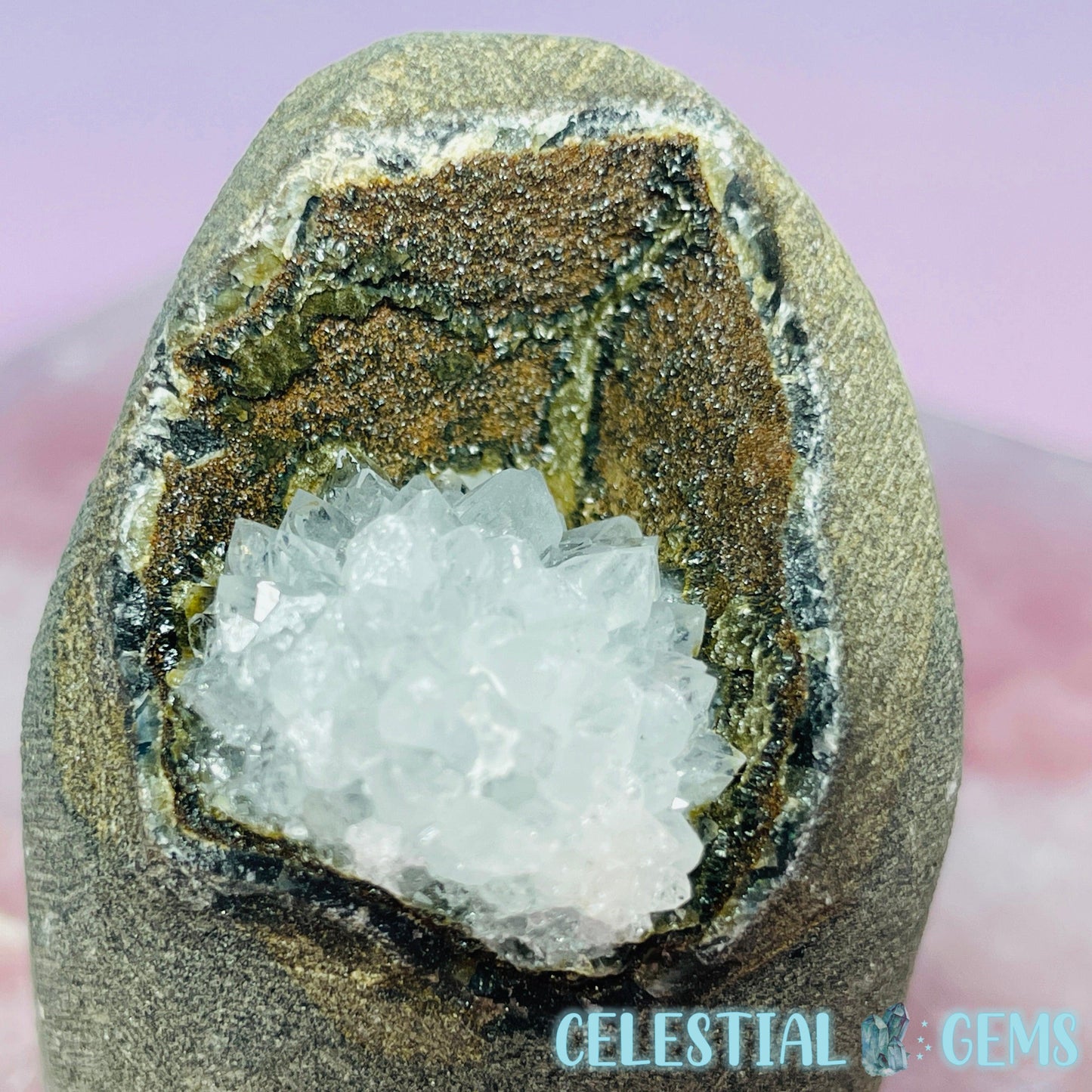 Mixed Zeolite Druzy Geode Small Standing Freeform