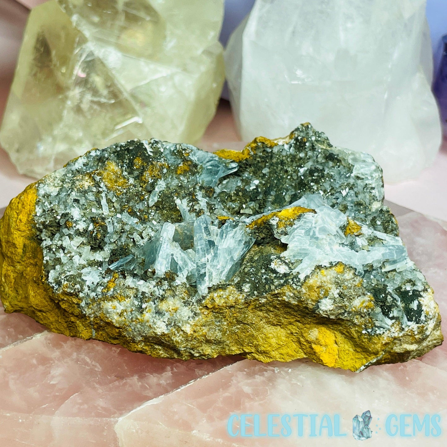 EXTREMELY RARE Blue Barite + Calcite Medium Cluster Specimen D