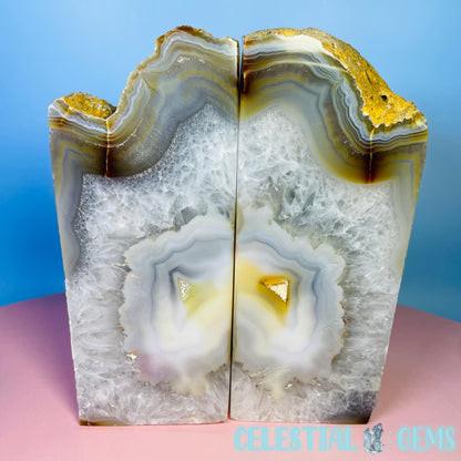 Natural Agate Large Pair of Bookends