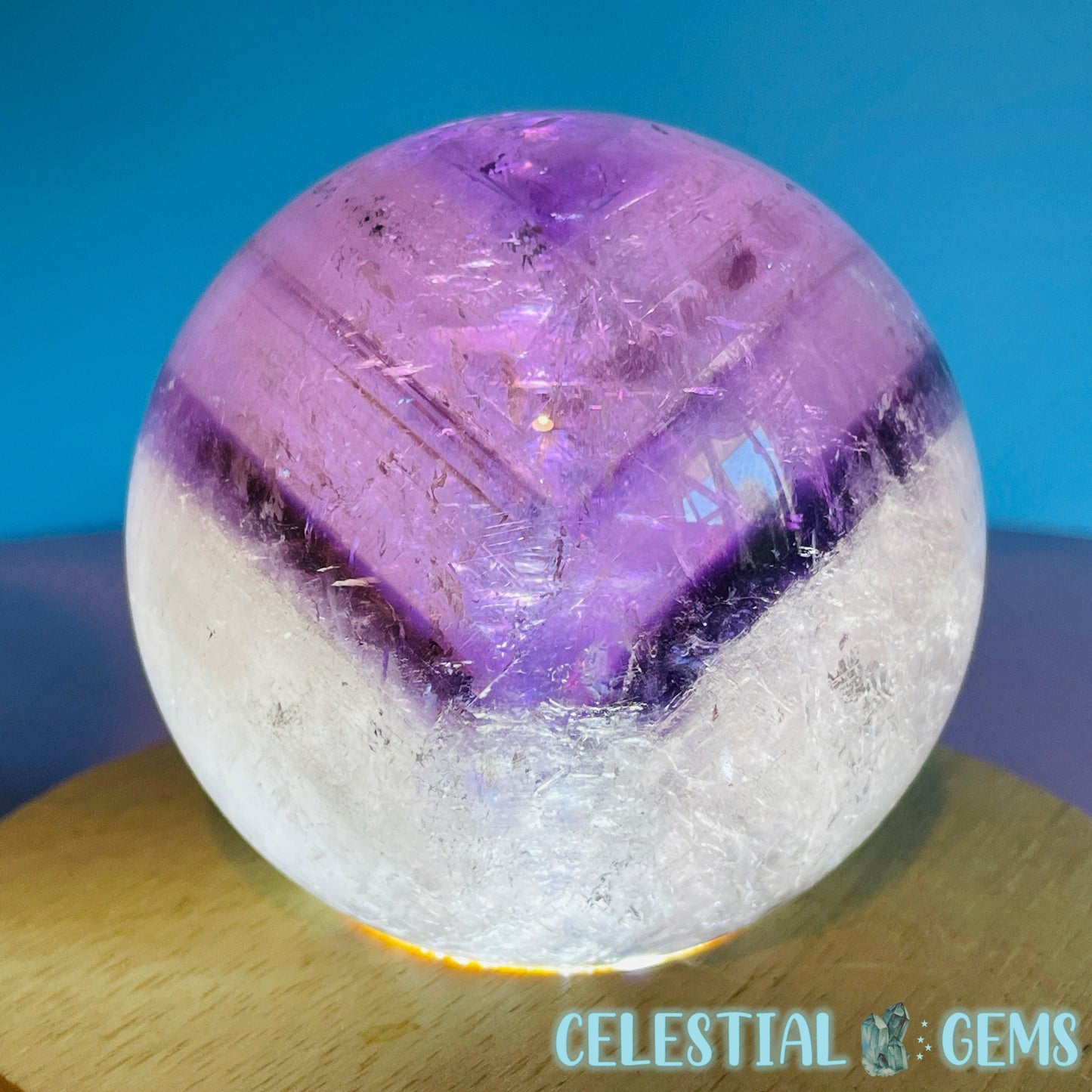 High Grade 'Trapiche' Phantom Amethyst Large Sphere (Video)