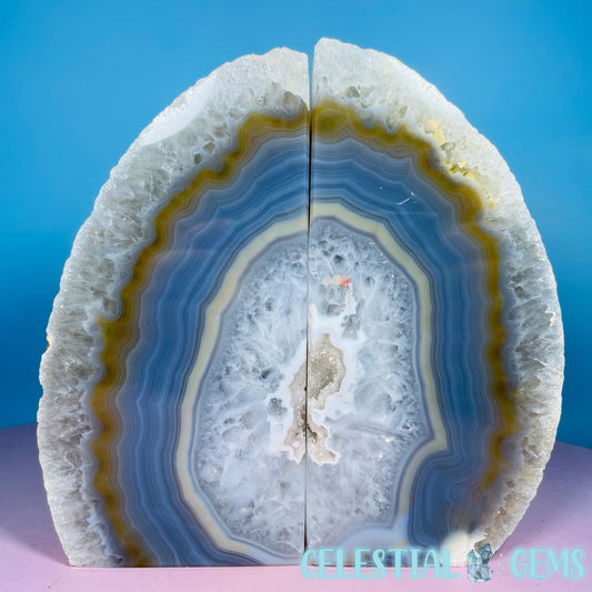 Natural Druzy Agate Large Pair of Bookends