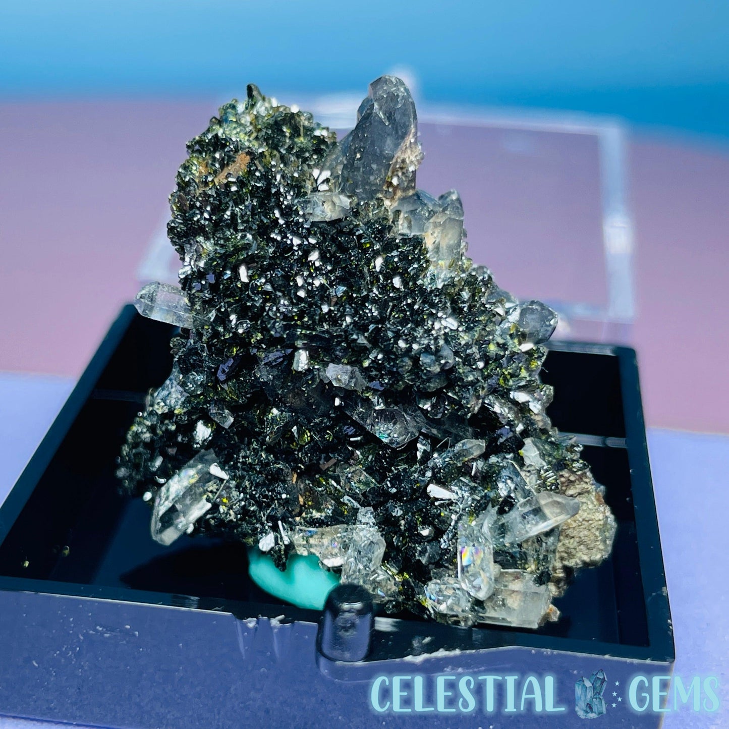 Epidote + Smoky Quartz Mini Cluster Specimen