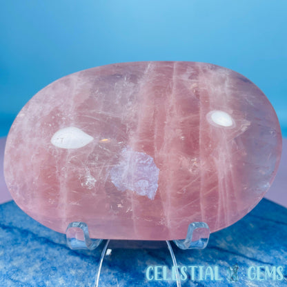 High Grade Rose Quartz + Agate Large Palmstone (Video)