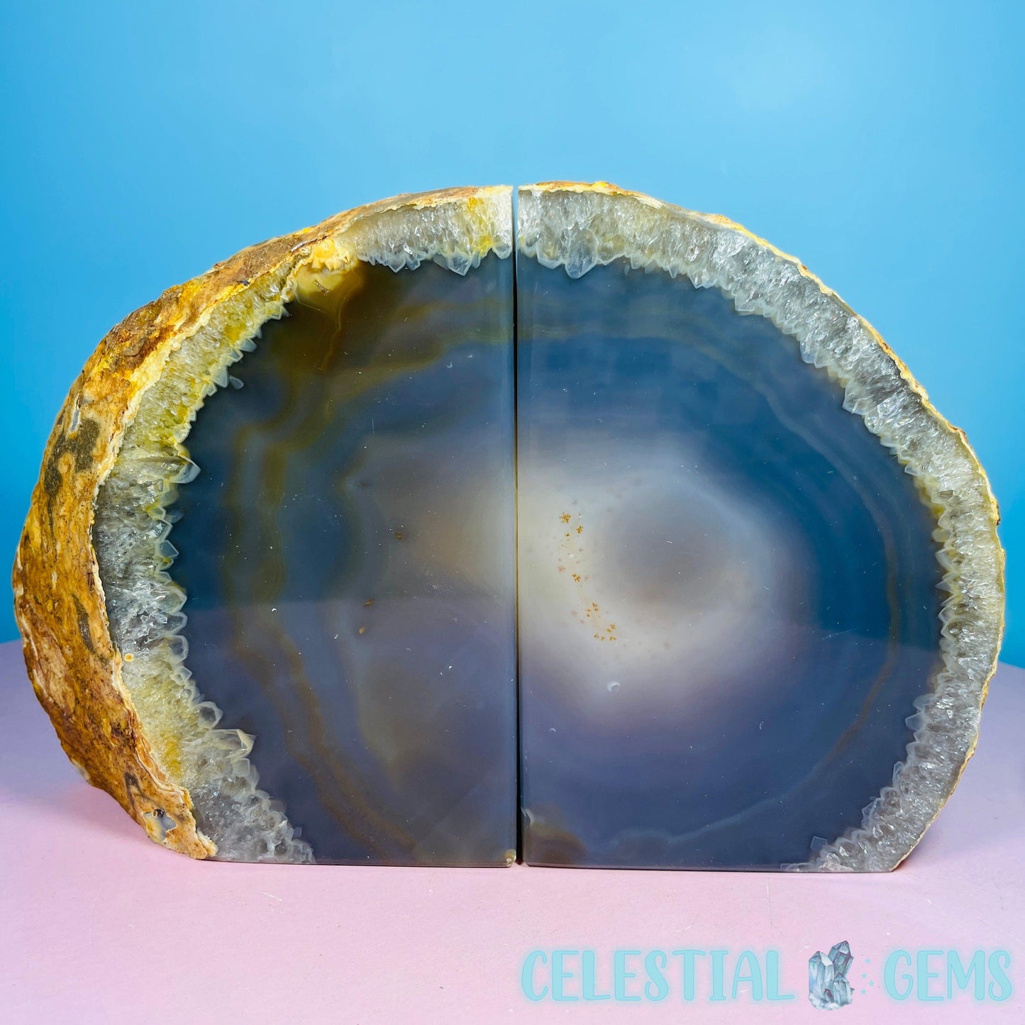 Natural Agate Large Pair of Bookends