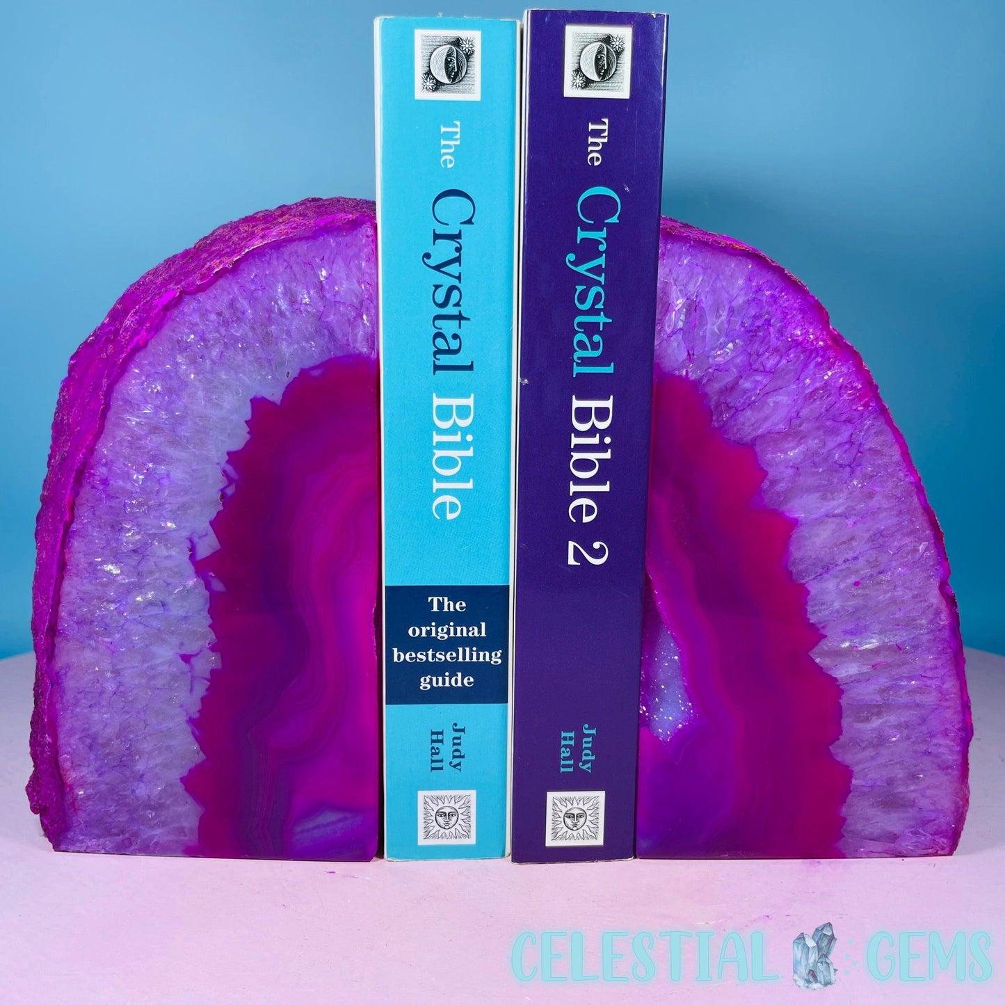 Pink Dyed Druzy Agate Large Pair of Bookends