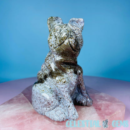 Red Moss Agate Bulldog Medium Carving