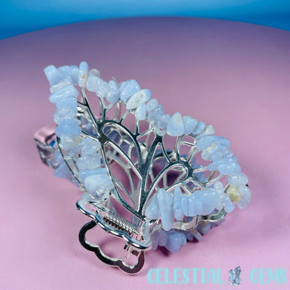 Blue Chalcedony Butterfly Hair Claw Clip