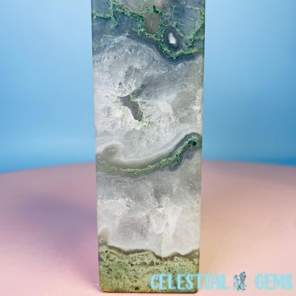 Druzy Moss Agate Obelisk Medium Chunky Tower