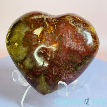 Petrified Wood Heart Medium Carving