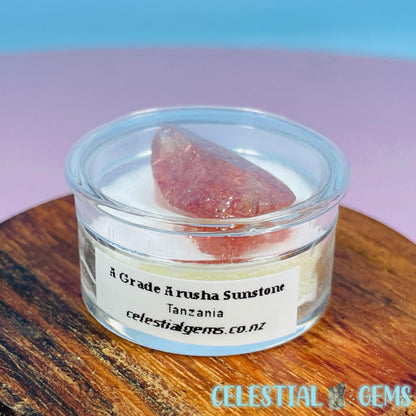 A Grade Arusha Sunstone Raw Mini Gemstone in Specimen Pottle (Video)