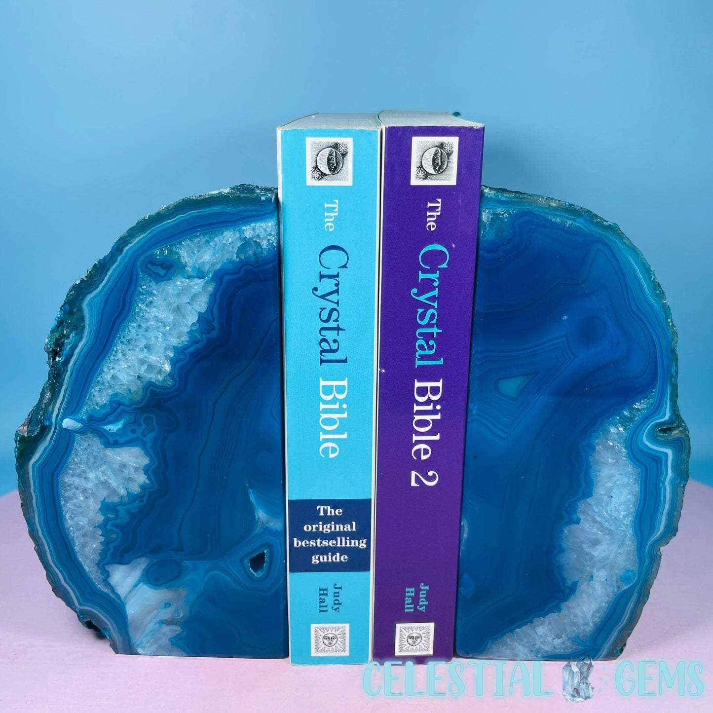 Teal Dyed Agate Large Pair of Bookends