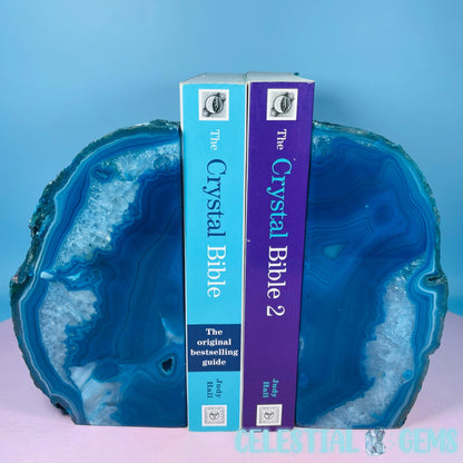 Teal Dyed Agate Large Pair of Bookends