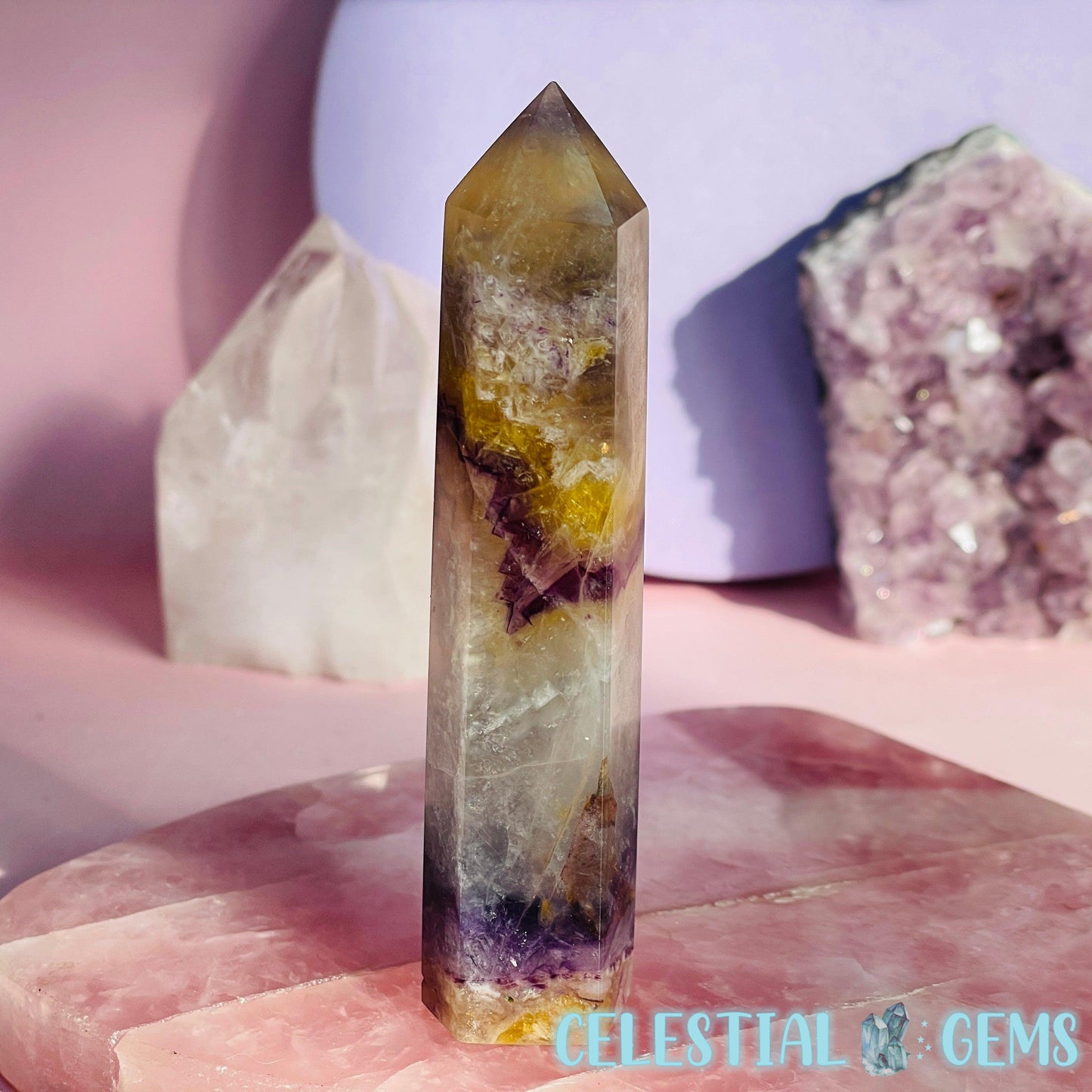 Phantom Purple + Yellow Fluorite Small Tower