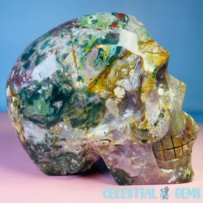 Multi-Coloured Ocean Jasper Skull Large Carving
