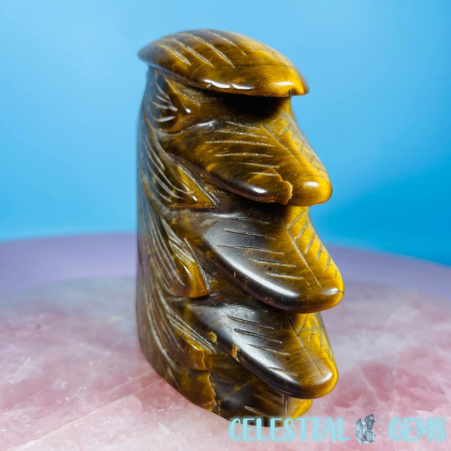 Tigers Eye Eagle Bird Medium Carving (Video)