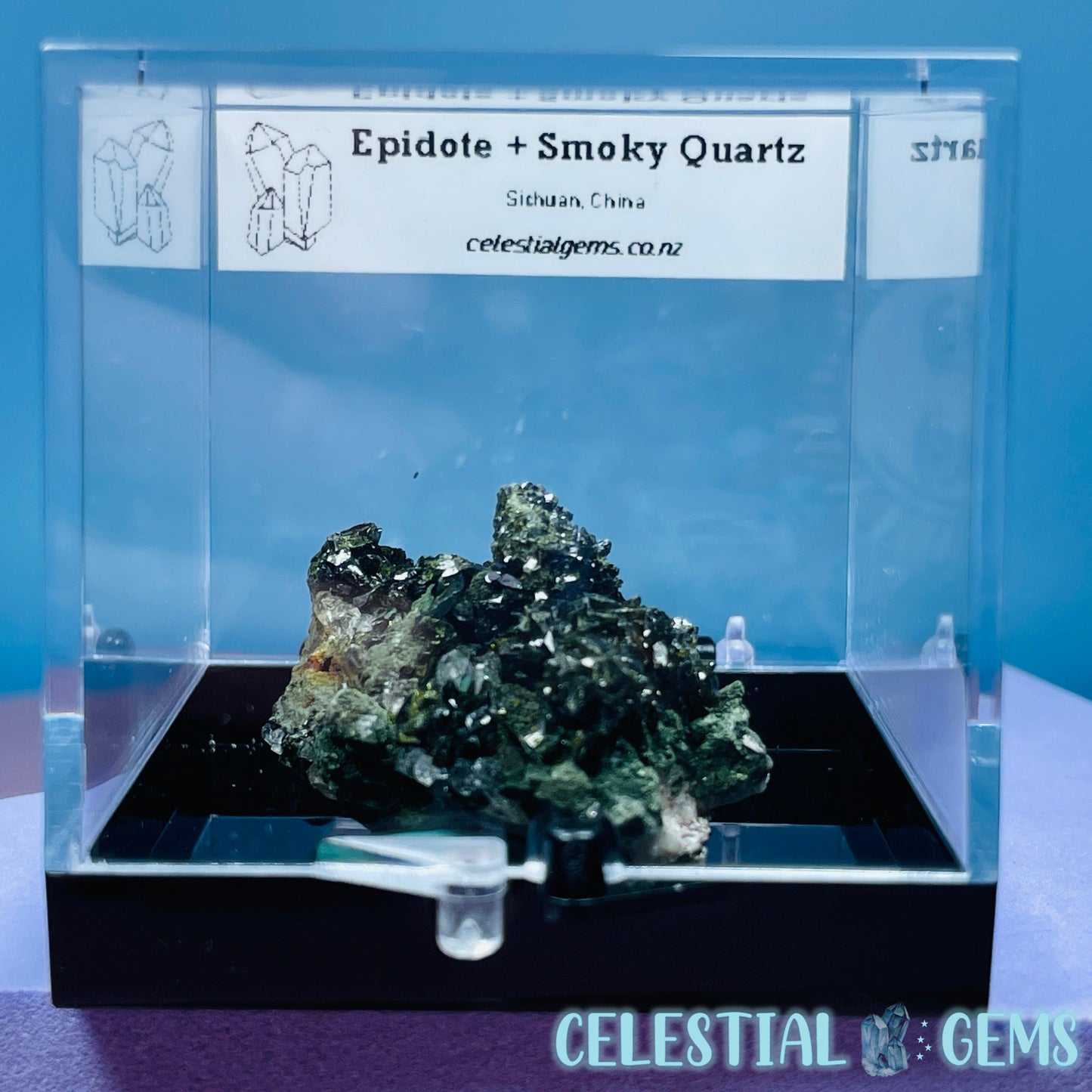 Epidote + Smoky Quartz Small Cluster Specimen