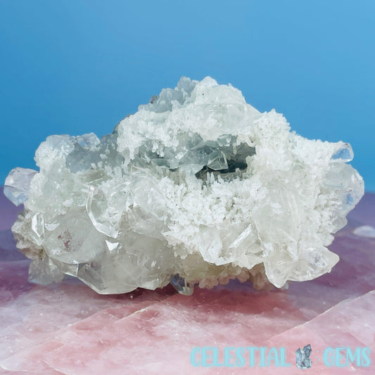 A Grade Diamond Apophyllite + White Chalcedony Small Cluster