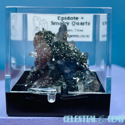 Epidote + Smoky Quartz Mini Cluster Specimen